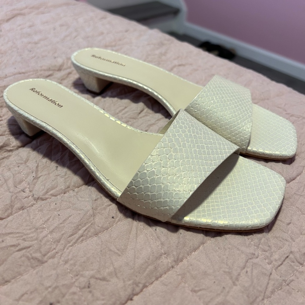 Reformation Cream Sandals